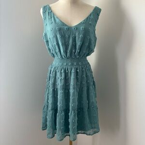 Emerald Sundae Seafoam Green Cut Out Back Textured Pom Pom Sleeveless Mini